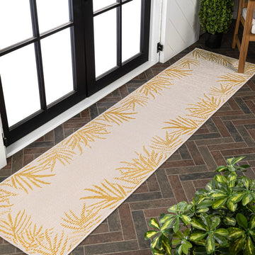 Isla Coastal Cottage Palm Frond Border Indoor/Outdoor Area Rug